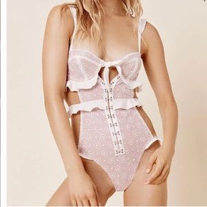 For Love & Lemons White Elle One-Piece Swimsuit